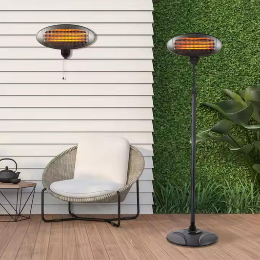 Generic 2KW Garden Patio Heater Electric – Freestanding Outdoor Heater with Adjustable Height & 3 Heat Settings (650W/1350W/2000W)